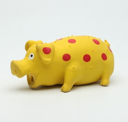 ของเล่นสัตว์เลี้ยงปลอดสารพิษเป็นมิตรกับสิ่งแวดล้อม Squeaky หมูยางของเล่นด้วยผ้าฝ้าย PP บรรจุ