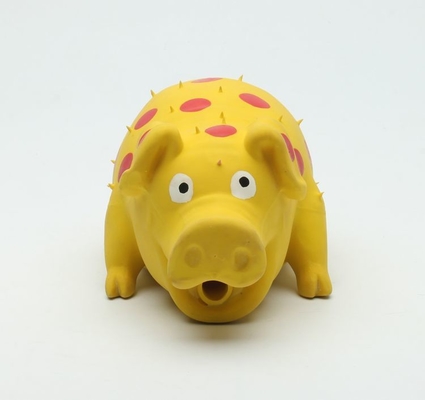 ของเล่นสัตว์เลี้ยงปลอดสารพิษเป็นมิตรกับสิ่งแวดล้อม Squeaky หมูยางของเล่นด้วยผ้าฝ้าย PP บรรจุ