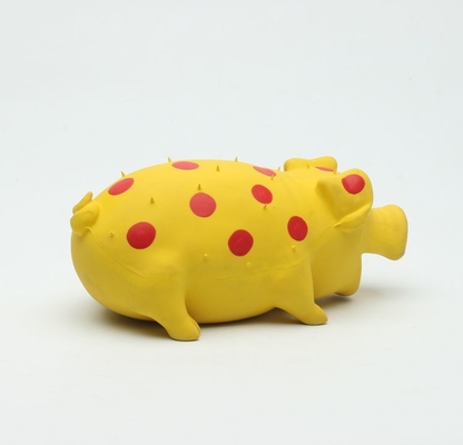 ของเล่นสัตว์เลี้ยงปลอดสารพิษเป็นมิตรกับสิ่งแวดล้อม Squeaky หมูยางของเล่นด้วยผ้าฝ้าย PP บรรจุ