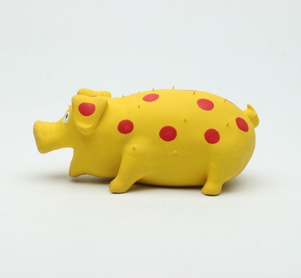 ของเล่นสัตว์เลี้ยงปลอดสารพิษเป็นมิตรกับสิ่งแวดล้อม Squeaky หมูยางของเล่นด้วยผ้าฝ้าย PP บรรจุ