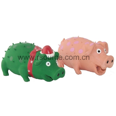 ของเล่นยางพาราส่งเสียงดังเอี้ยคริสมาสหรือหมูสีชมพู
