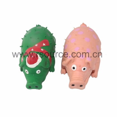 ของเล่นยางพาราส่งเสียงดังเอี้ยคริสมาสหรือหมูสีชมพู