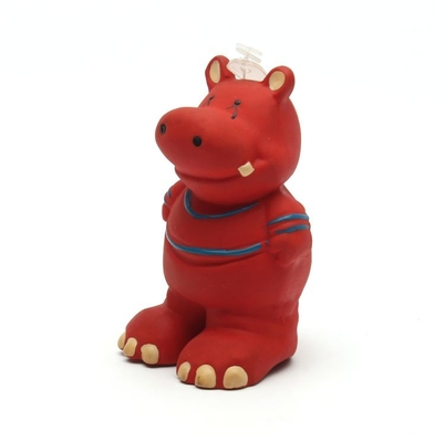 ตาจับน้ำยางของเล่น Squeaky ทนทานสำหรับหลุมบูลส์สีแดงฮิปโปรูปร่าง