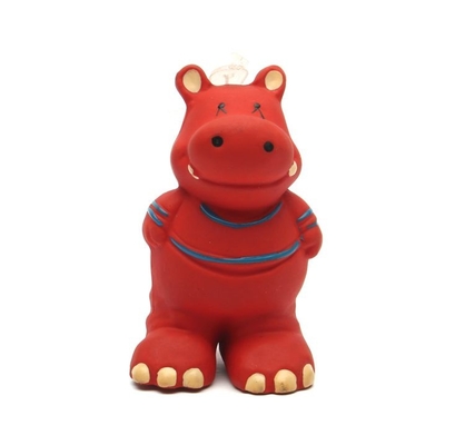 ตาจับน้ำยางของเล่น Squeaky ทนทานสำหรับหลุมบูลส์สีแดงฮิปโปรูปร่าง