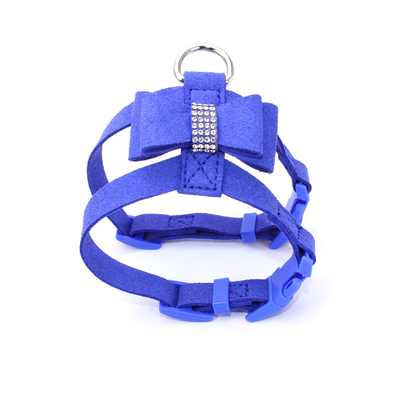 Bowknot Soft Dog Vest ปลอกคอสุนัขและสายจูงด้วย Rhinestone ใช้งานง่าย